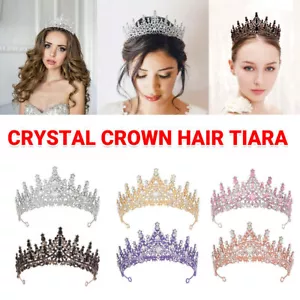 Tiara Crystal Rhinestone Crown Princess Rhinestone Crown Prom Crystal Headband - Picture 1 of 24