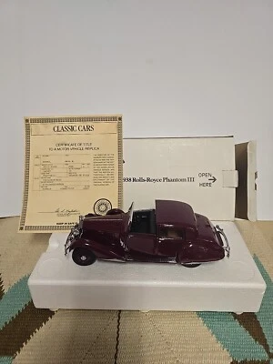 1938 ROLLS-ROYCE PHANTOM III GARNET DANBURY MINT 1:24 DIECAST WITH BOX - Image 1 of 4