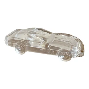 VINTAGE CORVETTE CRYSTAL GLASS FROSTED CAR FIGURINE PAPERWEIGHT - Picture 1 of 7