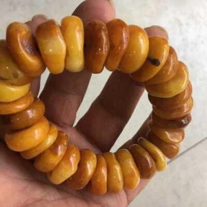 Natural yellow Red Mexico Amber beeswax Bracelet Mala Practice Easter Calming - Picture 1 of 7