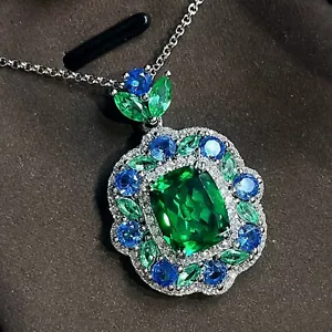 Bohemia Style Mix Color Green Citrine Gemstone Silver Women Necklace Pendant - Picture 1 of 4