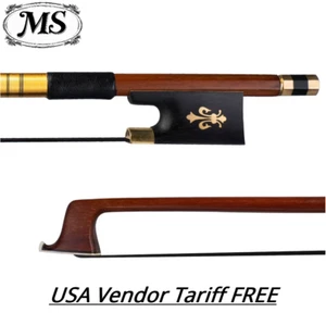 4/4 Violin Bow Black Hair IPE Stick Ebony Frog W/ Fleur-de-lis Inlay USA - Picture 1 of 11