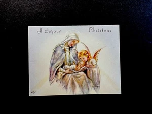1 Tarjeta de Felicitación de Navidad Marjorie Cooper de Colección Ángel y Virgen Adorando al Niño Jesús - Imagen 1 de 3