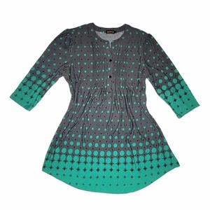 Reborn Tunika Top Gr. Large grau gepunktet ombre Plissee Stretch Knopfleiste - Bild 1 von 6