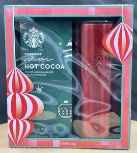 STARBUCKS New 2024 19oz Red Stainless Steel Tumbler Mermaid Logo Cup & Cocoa Set - Picture 1 of 11