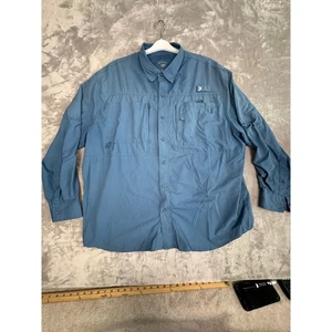 REEL LEGENDS Mens Blue Long Sleeve Fishing Shirt Size XXL Vented Quick Dry - Picture 1 of 8