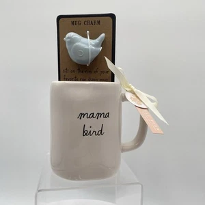 New Rae Dunn Ceramic Coffee Mug "MAMA BIRD" with Blue Bird Charm Free Shipping - Picture 1 of 8