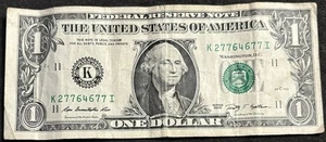 2009 Dallas $1 Bill Fancy Semi Radar 7764677 Note - Picture 1 of 2