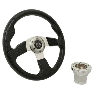 GTW 13.5" Black Golf Cart Steering Wheel | Chrome Hub Adapt | Club Car Precedent - Bild 1 von 3