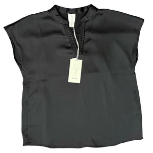 Joie Black Split Mandarin Collar V-Neck Dolman Sleeve Top Blouse size S NEW Tags - Picture 1 of 8