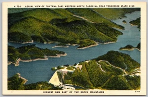 Presa Fontana y lago Fontana Carolina del Norte TVA - Postal de colección vista aérea - Imagen 1 de 2