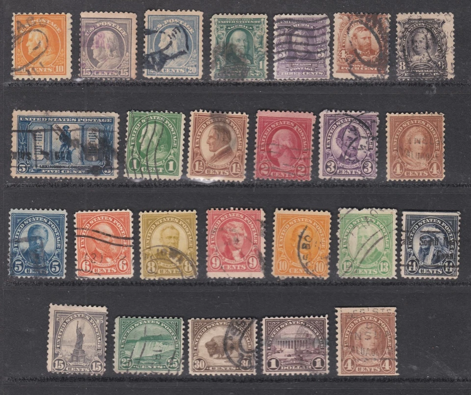 U.S. Postage  Unchecked lot of 25 vintage stamps..  Used.  Lot 1479 - Image 1 of 1