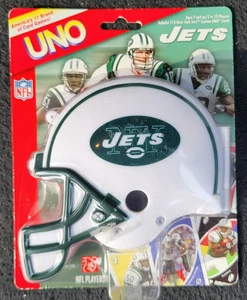 NFL New York Jets UNO Card Game With Helmet Holder 2006 Sababa Toys Football - Picture 1 of 2