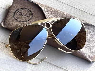 Vintage Ray-Ban B&L Shooter 62mm Gold 1980s Sunglasses – Rare Mint - Image 1 of 4