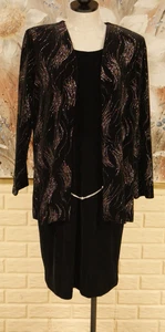 NWOT JBS LIMITED 14P VELOUR DRESS / ATTACHED EMBELLISHED JACKET WAIST CHAIN DECO - Picture 1 of 10