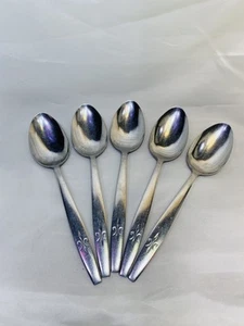 Vintage Cg1 von CG Edelstahl Japan 5 Suppenlöffel 7 1/2" Fleur de Lis Silberbesteck MCM - Bild 1 von 5