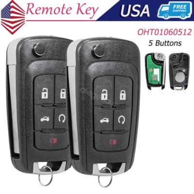 2 For 2010 - 2016 Chevrolet Cruze Camaro Equinox Remote Car Key Fob OHT01060512 - Изображение 1 из 4