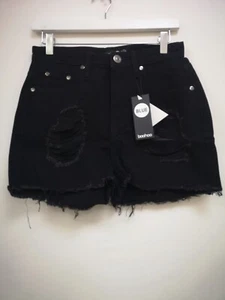 Boohoo Petite Recycled Distressed Denim Short - Picture 1 of 3
