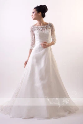 Einzelstück HBH Brautmode I Brautkleid Hochzeitskleid m. 3/4 Ärmeln Spitze Gr.38 - Bild 1 von 2