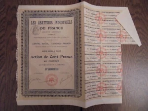 LES ABATTOIRS INDUSTRIELS DE FRANCE Anteil von 100F Paris 1919 € 10 Int - Picture 1 of 2