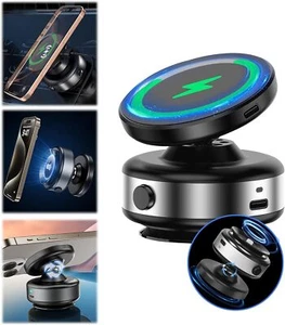 Electric Vacuum Magnetic Suction Cup Car Phone Holder Stand Mount 360° Rotation - Picture 1 of 12