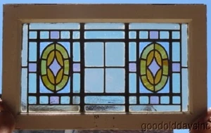 Antique Transom Window with Pastel Stained Glass 26 x 16 - Glass Only is 22 x 12 - Picture 1 of 10