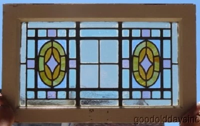 Antique Transom Window with Pastel Stained Glass 26 x 16 - Glass Only is 22 x 12 - Image 1 of 4