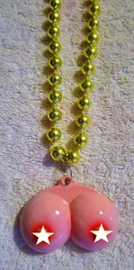 RISQUE "PAIR of BOOBS" MARDI GRAS NECKLACE GAG BEAD T*TS (B383) - Picture 1 of 5