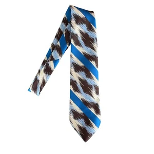 Vintage Mark Of California Mens Wide Tie w/ Blue Stripes and Abstract Design - Picture 1 of 3
