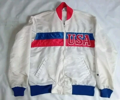VTG 80's STARTER USA OLIMPIC TEAM  FULL ZIPP WINDBREAKER SATIN JACKET SIZE L - Image 1 of 4