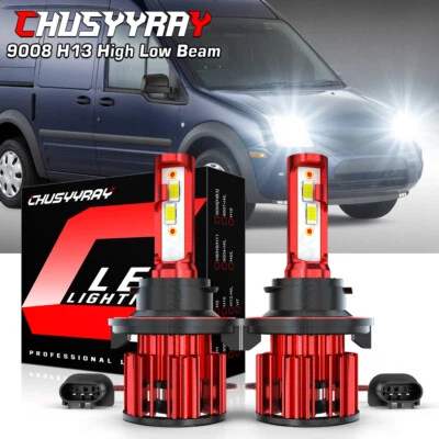 9008 LED Headlight Bulbs 6000K For Ford Transit Connect 2010-2013 High Low Beam - Image 1 of 4