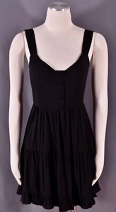 LULUS Dress Black Good to Be Here Button Front Ruffled Tiered Mini Size S NEW - Picture 1 of 5