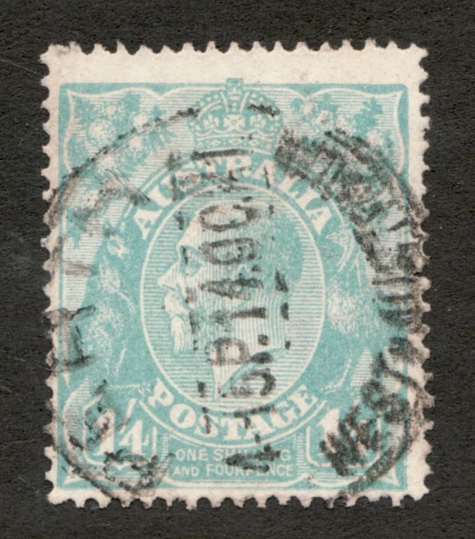 1920 Australia Sc# 37 - 1sh4p - KGV, Canguru Verde Azulado - Usado SOTN Cv$30 - Imagem 1 de 1