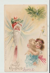 POSTCARD SANTA CLAUS AND TWO LITTLE GIRLS - 1907 - Picture 1 of 2