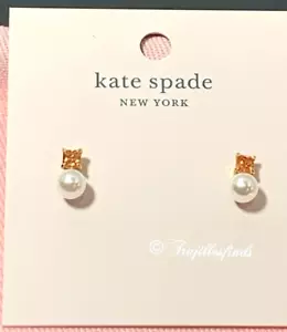 Kate Spade Little Gem Pearl and Stone Mini Studs Champagne KA919 New - Picture 1 of 8