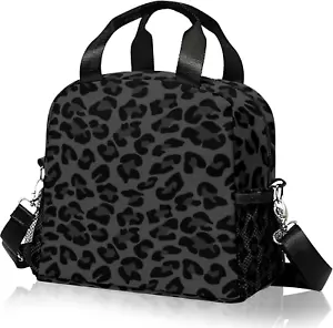 Lunch Bag For Women Black Leopard Lunch Bags Insulated Lunch Box Black Leopard - Picture 1 of 12