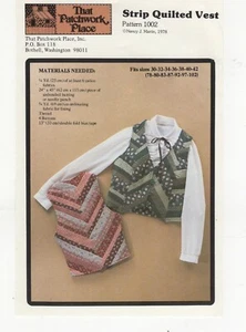Strip Quilted Vest Fits Sizes: 30-42 That Patchwork Place pattern Instruction - Picture 1 of 3