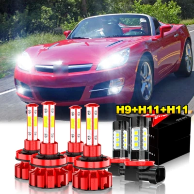 For Saturn Sky 2007-2010 2side 6X LED Headlight High Low + Fog Light Bulbs Combo - Image 1 of 4