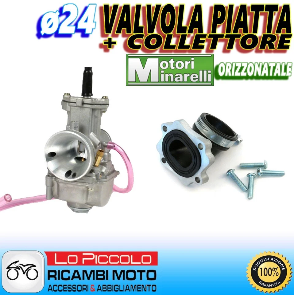 CARBURATORE POLINI PWK ø24 + COLLETTORE GIRATO MOTORI MINARELLI ORIZZONTALE