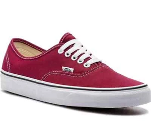 VANS Auténticos Hombres Reino Unido 11 Granate Rojo Lona Con Cordones Parte Superior Baja Entrenadores Zapatos - Imagen 1 de 5