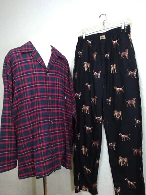 Polo Ralph Lauren Mens PJ Set Flannel Top Cotton Hunting Dog Print Pants Sz S/M - Image 1 of 4