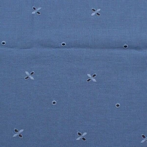 Vtg Infroisuisse 4 yds Swiss Blue Eyelet Fabric 35x144 Switzerland Taco - Picture 1 of 7