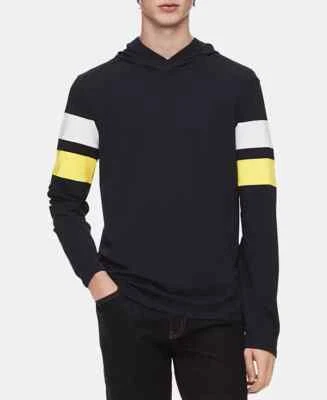 Calvin Klein 男式条纹袖连帽运动衫 S 码 — 第 1/2 张图片