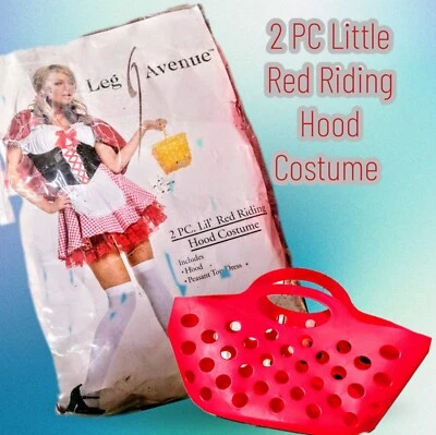 Little Red Riding Hood Costume & Red 🧺 Carry Croc Style Basket Inc. - Image 1 of 4