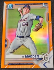 2021 Bowman Chrome Draft Orange Refractors #BDC152 Ty Madden 23/25 - Tigers!