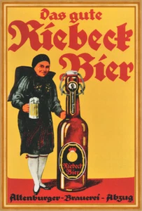 Riebeck Bier Altenburg Bügelflasche Bier Krug Kunstdruck Reklame A2 56 Gerahmt - Bild 1 von 1