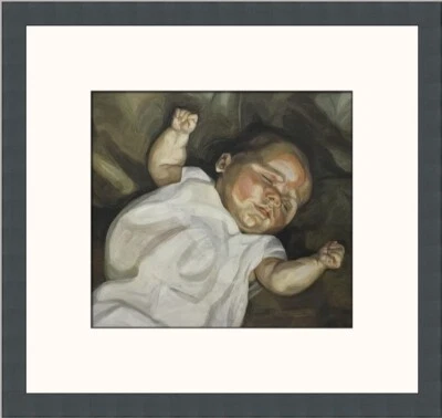 Lucian Freud bebé en un sofá verde estampado enmarcado personalizado Foto 1 de 2
