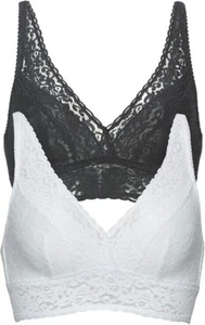 Felina Womne's 2-Pack Lace Bralette, Black/White, M - Picture 1 of 5