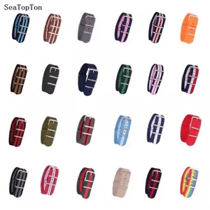 12/14/16/18/20/22/24mm Cambo Stripe Nylon Watchband Watch Strap Band Buckle - Picture 1 of 53