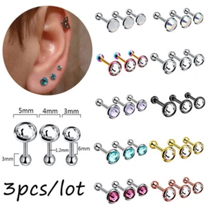 3X Ohrstecker Aus Chirurgenstahl Mit Edelsteinstab Für Tragus-Helix- ① ☇ ❃ - Bild 1 von 22